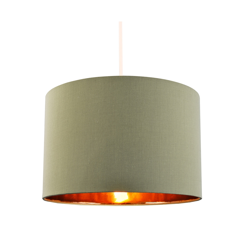 image 1 of Contemporary Olive Cotton 10 Inch Table-Pendant Lampshade with Shiny Copper Inner | Green