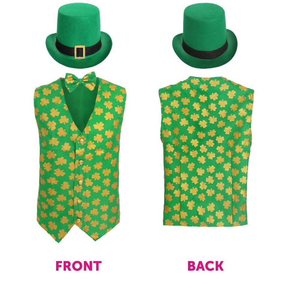 image 1 of Irish Pick Me Up Costume with Waistcoat & Top Hat Green | 2XL