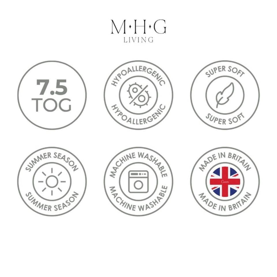 image 1 of MHG Living Striped 7.5 Tog Summer Duvet and Pillow Set|White|King