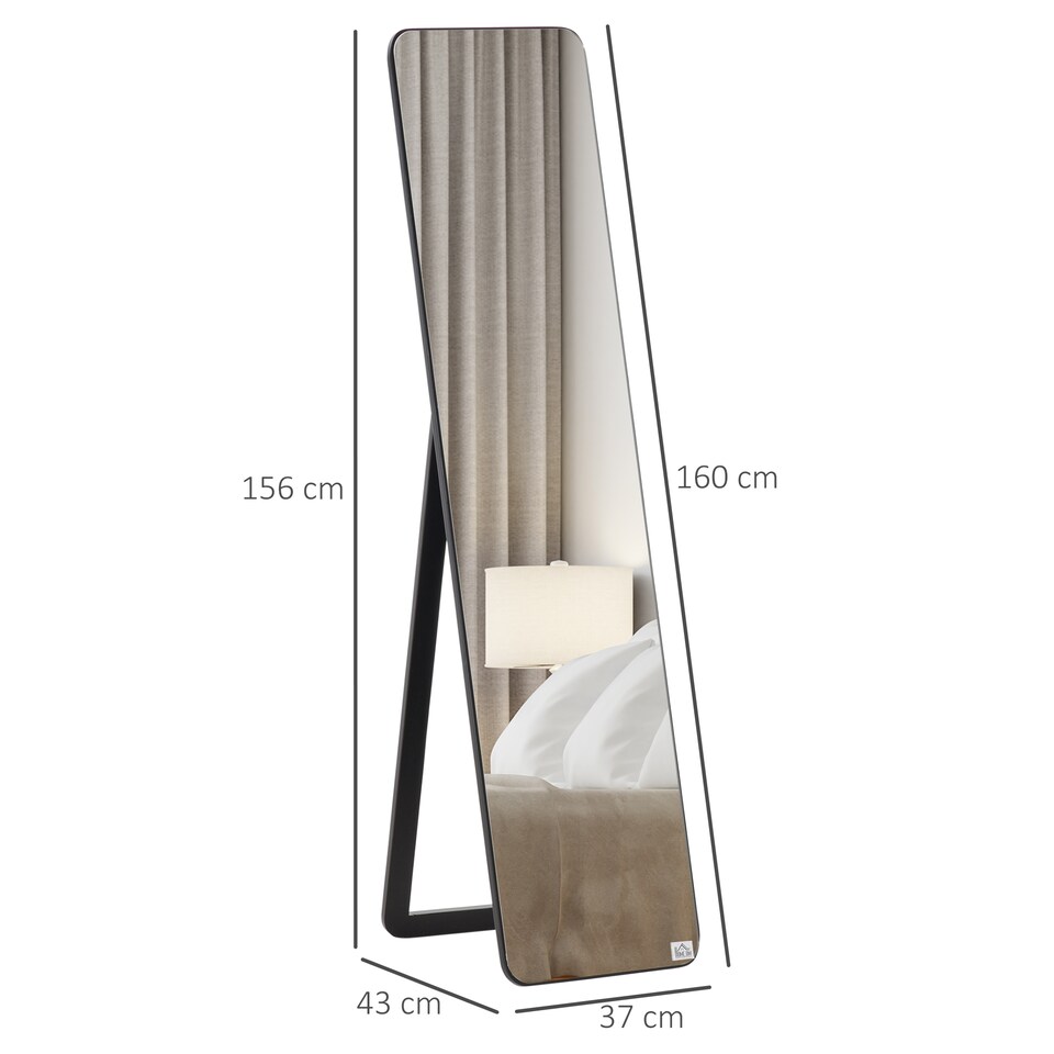 image 1 of HOMCOM Full Length Mirror Free Standing or Wall Mount Dressing Bedroom Black