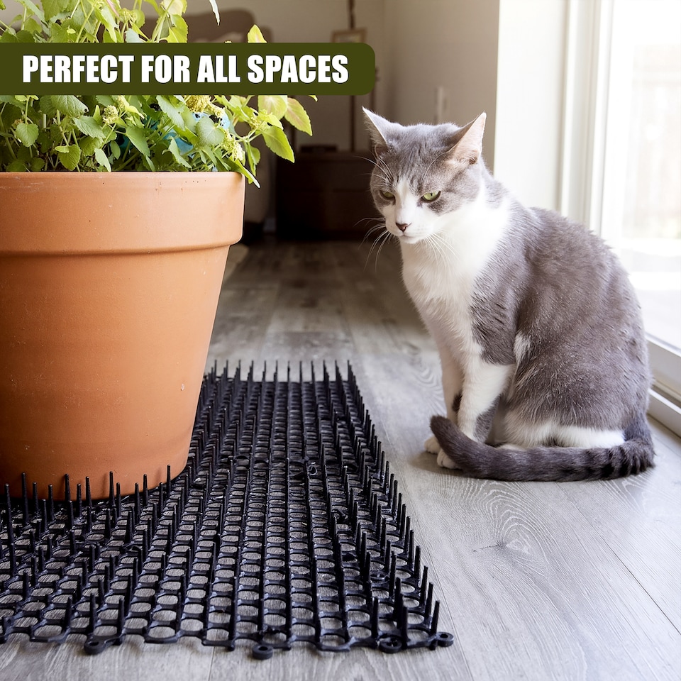 image 1 of GEEZY 6 Piece Animal Repellent Mats, Plastic, Black, 49 x 14 cm