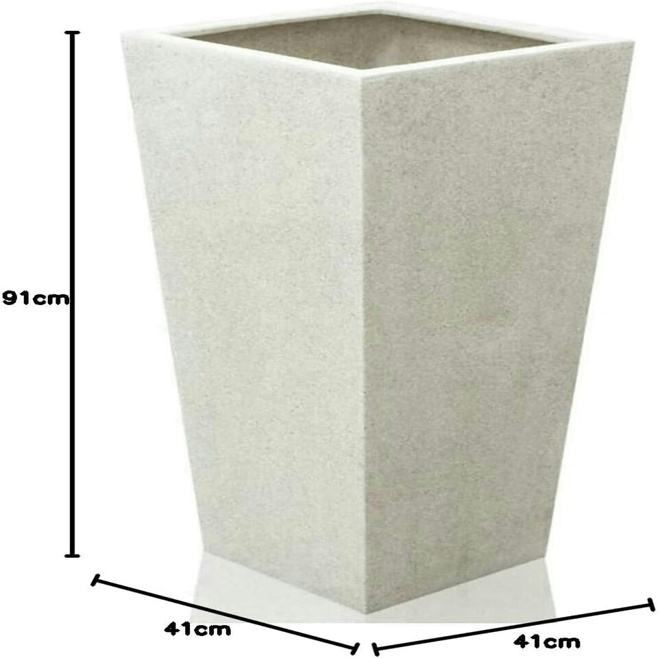 image 1 of Primrose White Polyterrazzo Tall Flared Square Indoor Outdoor Planter 91cm