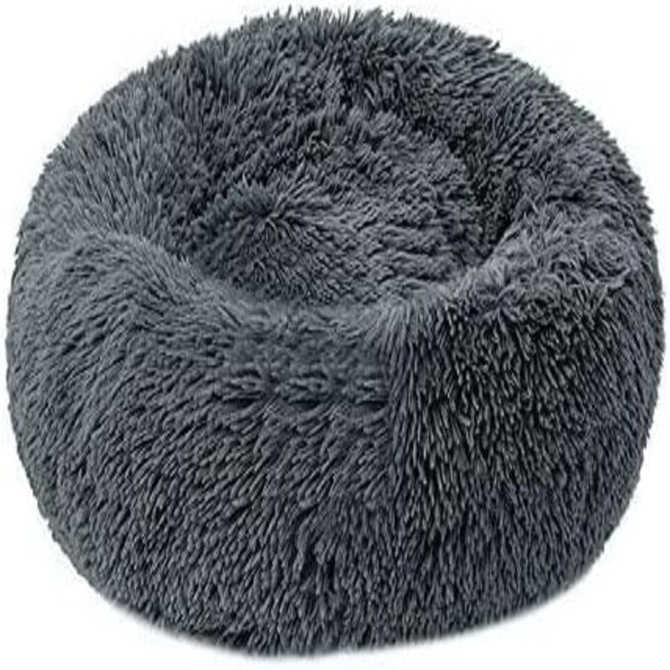 image 1 of Alivio Round Plush Pet Dog Cat For Calming Pet Anti Anxiety Washable Medium Grey | M