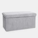 image 3 of OHS Soft Fleece Ribbed Long Rectangle Foldable Footstool Seat Storage Organiser Ottoman Grey