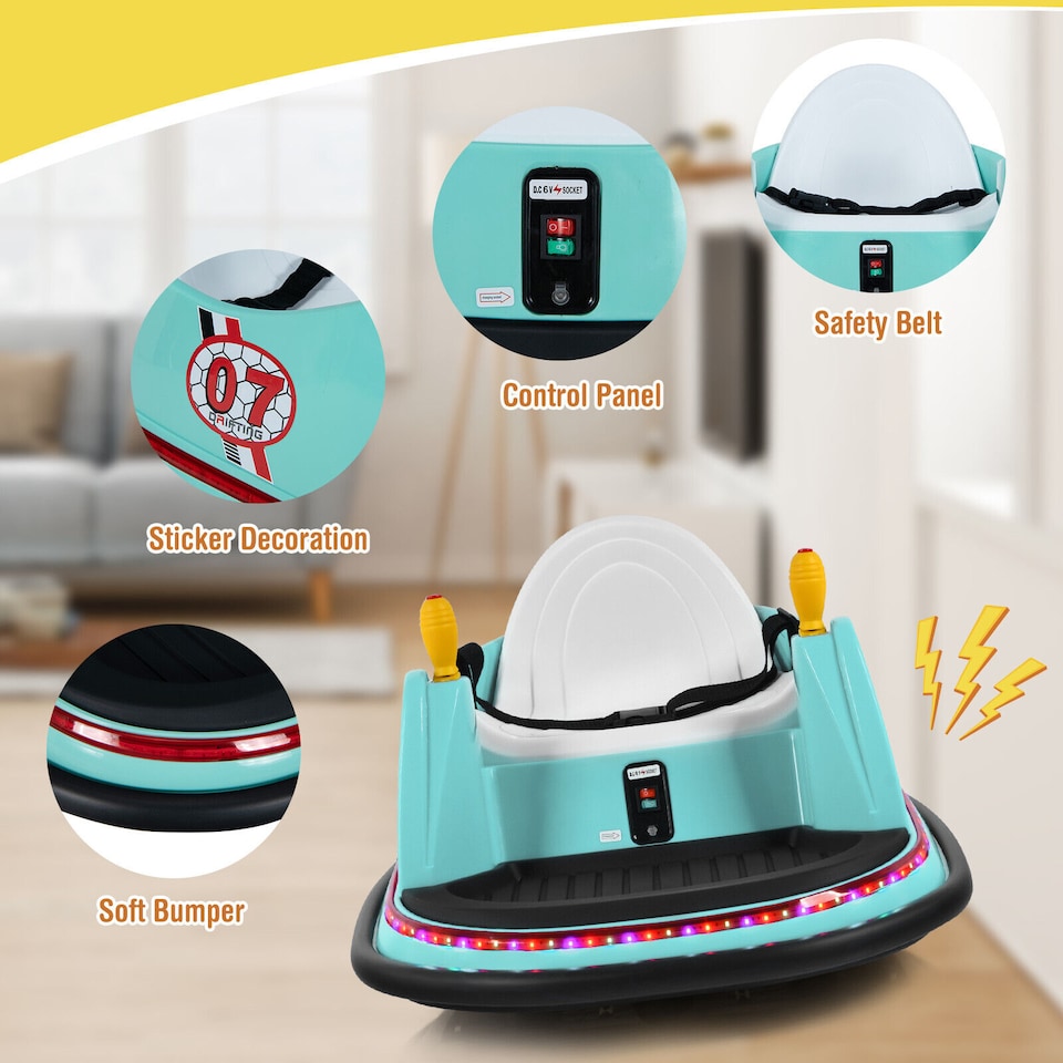 image 1 of COSTWAY Kids Ride-On Bumper Car 6V Electric Bumper Car Green