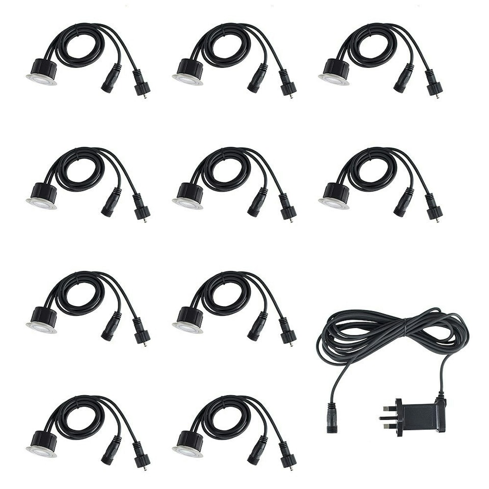 image 1 of ValueLights Decking Lights 10 Pack Silver Outdoor Decking Light Blue 40mm