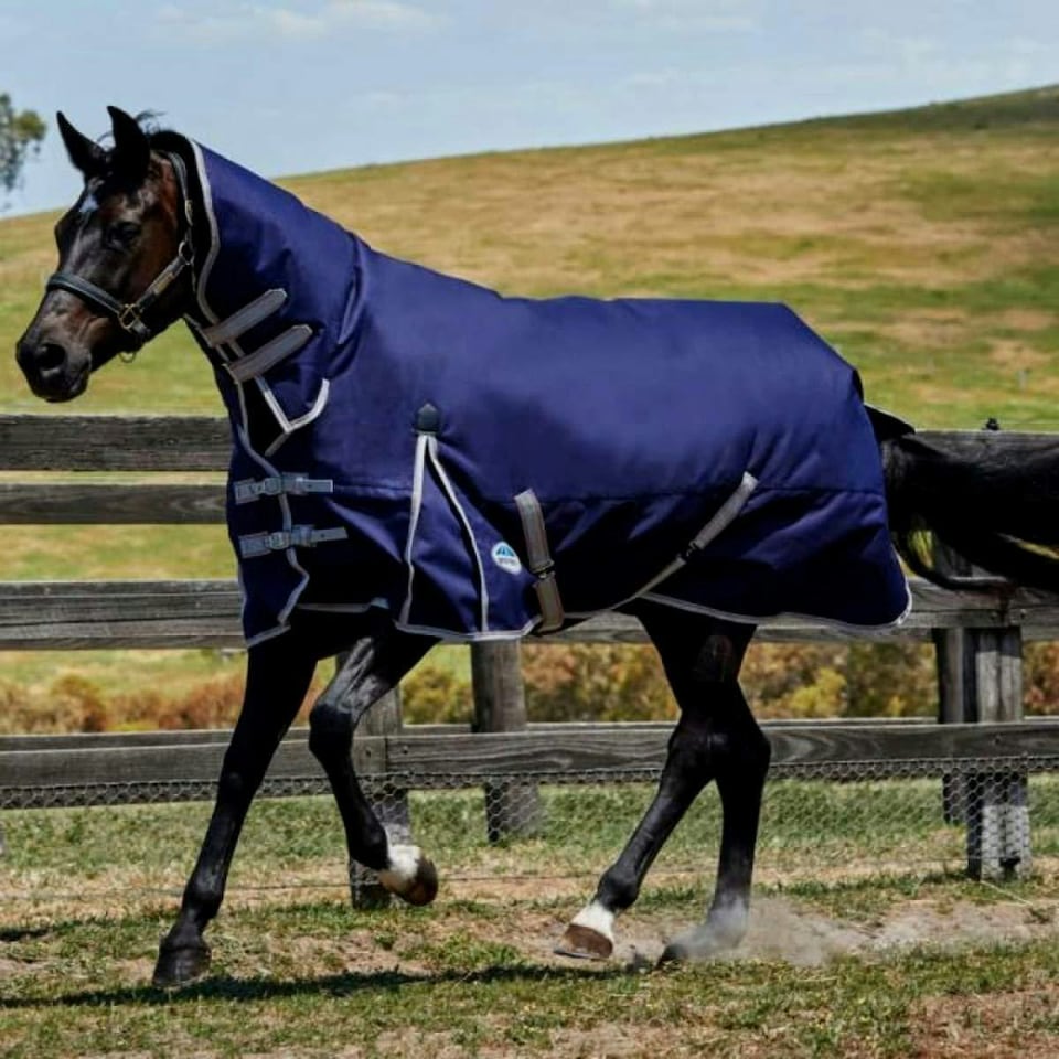 image 1 of Weatherbeeta Comfitec Lite Plus Essential Combo Neck Turnout Rug - Navy/Silver/Red - 6 ft 9