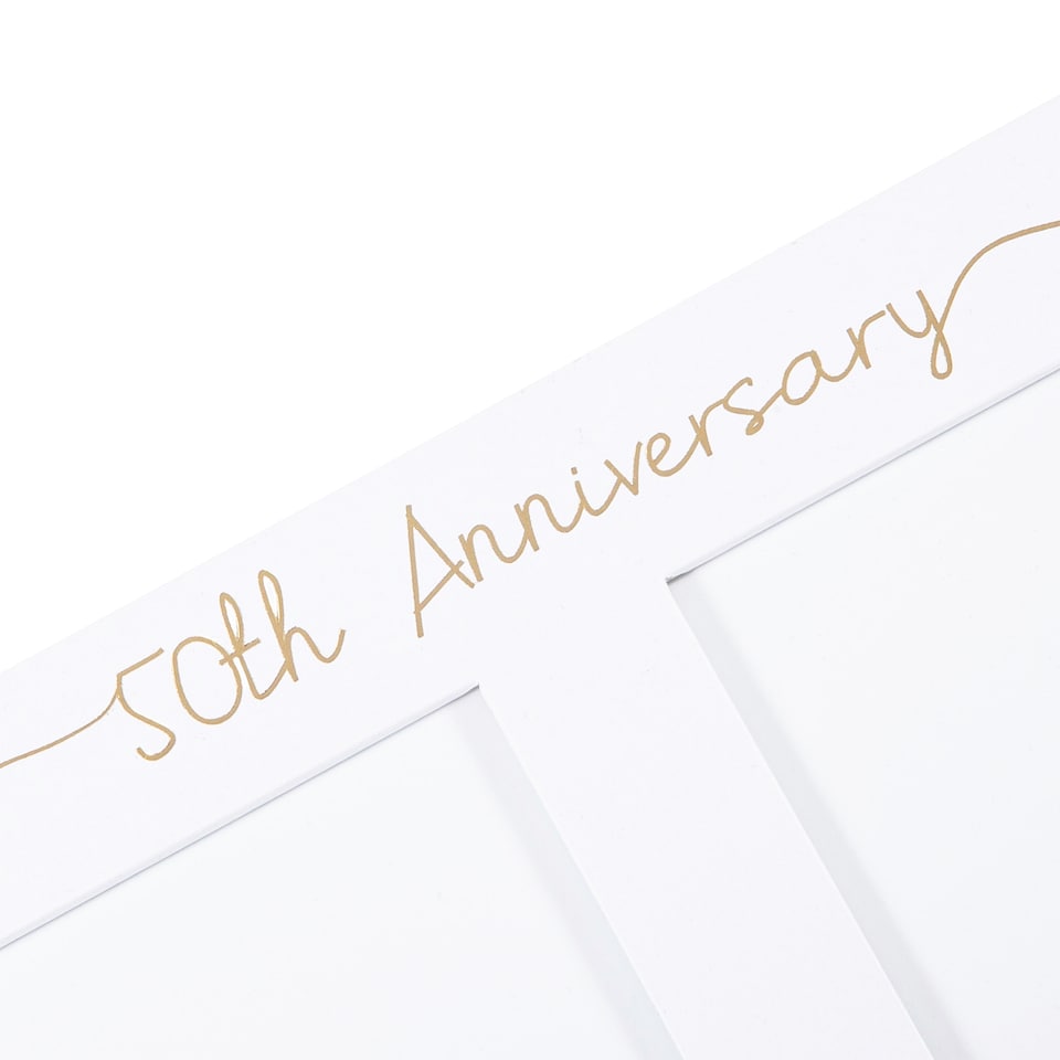 image 1 of Beautiful Double Picture Frame for 50th Wedding Anniversary - Gold Foil Text | Gold | One Size