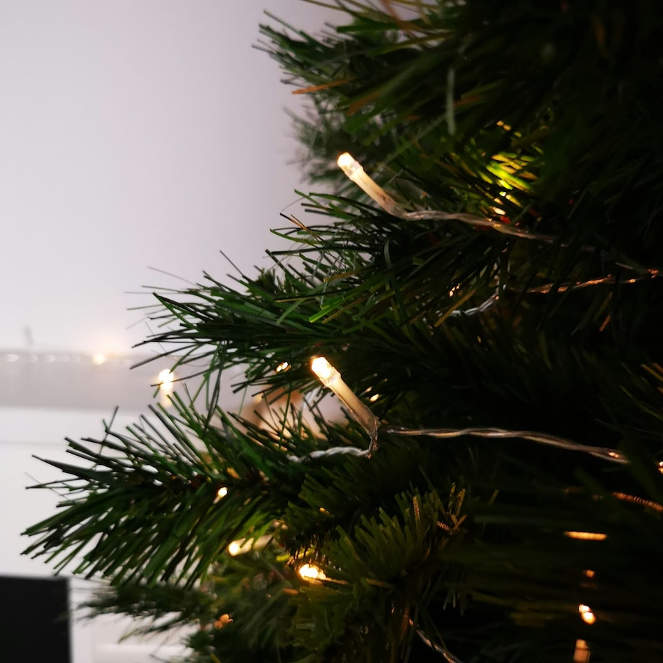 image 1 of 50 LED 5m Premier Christmas Outdoor Multi Function Battery Lights with Timer & Clear Cable in Warm White