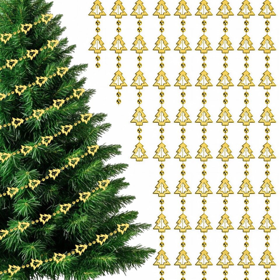 image 1 of 5M Christmas Tree Bead Garland, Metallic Hanging Chain Feastive Garland