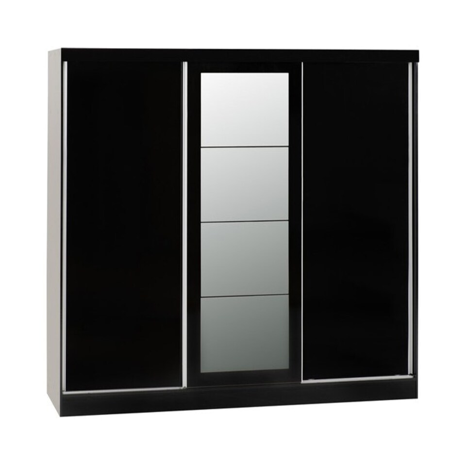 image 1 of Nevada 3 Door Sliding Wardrobe - L62 x W242.5 x H194 cm - Black Gloss Black