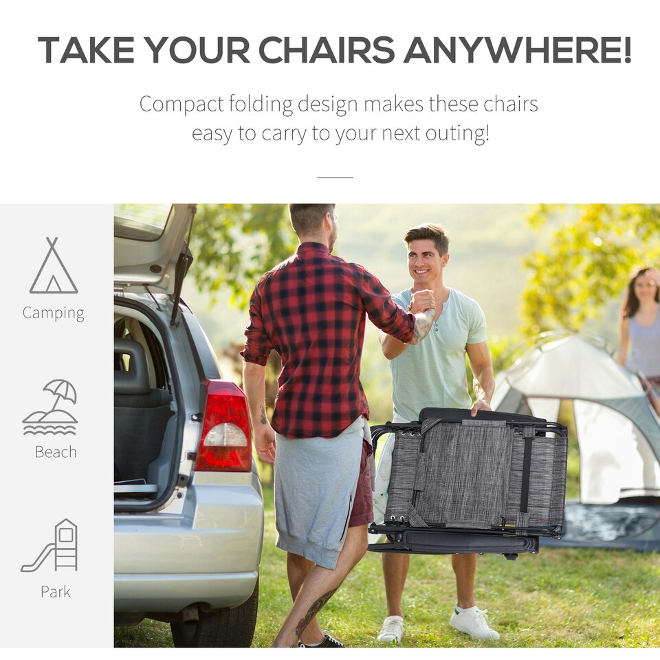 image 1 of Outsunny Zero Gravity Chair Adjustable Patio Lounge w/ Cup Holder Light Grey