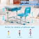 image 6 of COSTWAY Height Adjustable Kids Study Table and Chair Set with Tilting Tabletop-Blue
