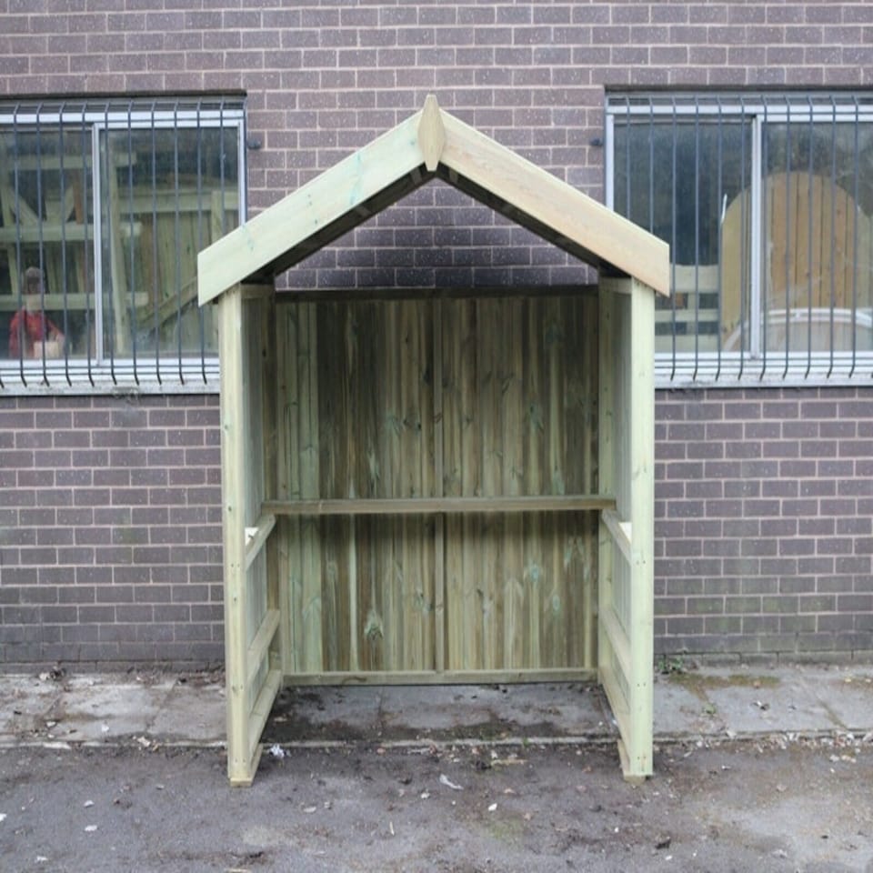 image 1 of XL Smoking Shelter with Apex Roof - Timber - L119 x W170 x H224 cm - Minimal Assembly Required