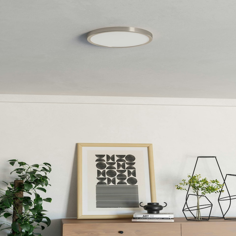image 1 of EGLO Fueva 6 Silver Steel & Plastic LED CCT Technology Flush Ceiling Light Gold | Satin Nickel