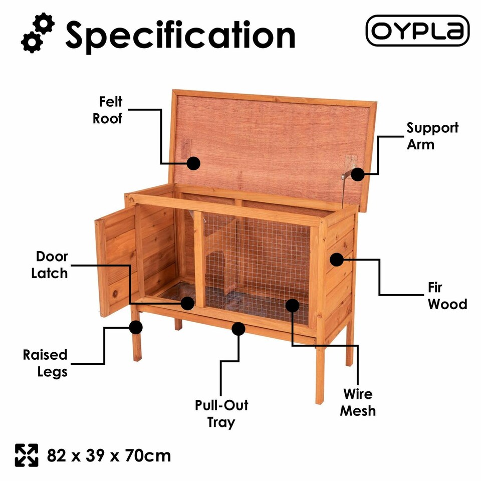 image 1 of Oypla Single Rabbit Hutch 820x390x700mm