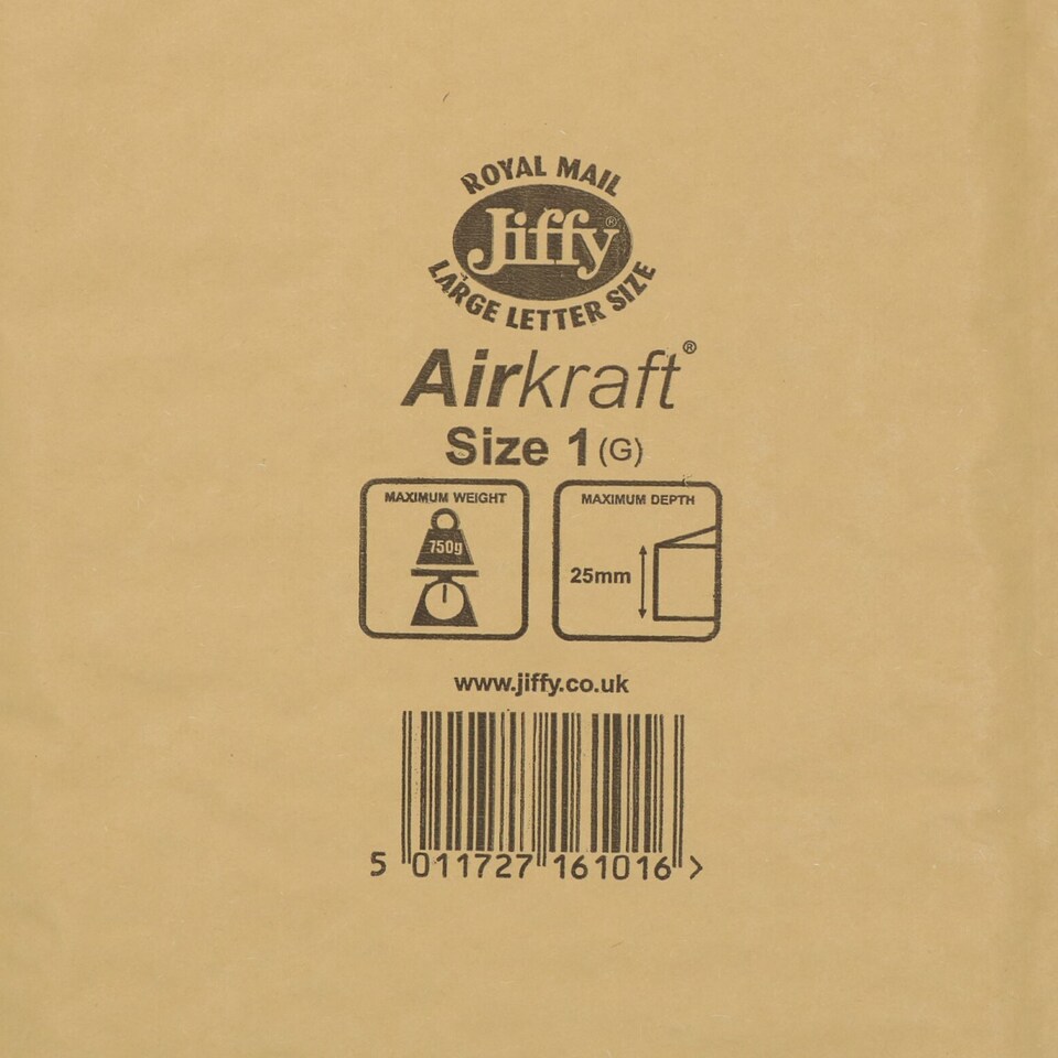 image 1 of 25pk Genuine Gold Jiffy Bag Airkraft Bubble Padded Mail Bag Envelope Size 1