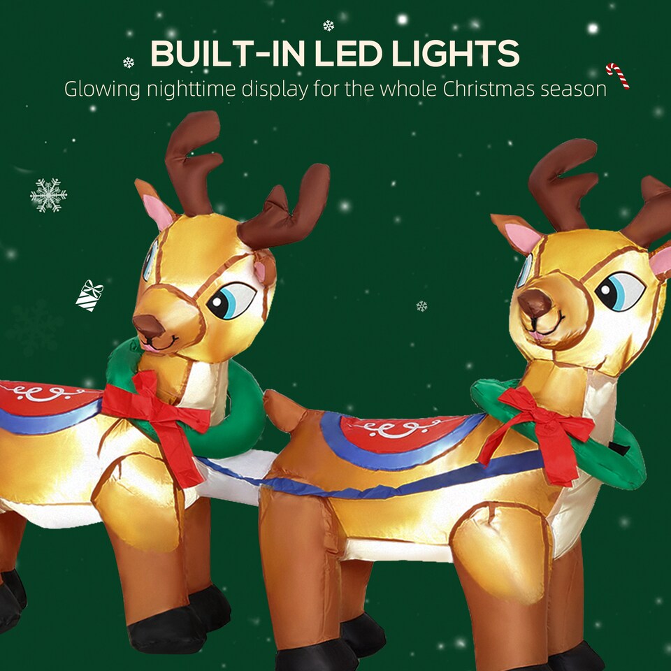 image 1 of Outsunny 7.9ft Christmas Inflatable Santa on Sleigh, Blow Up Decoration