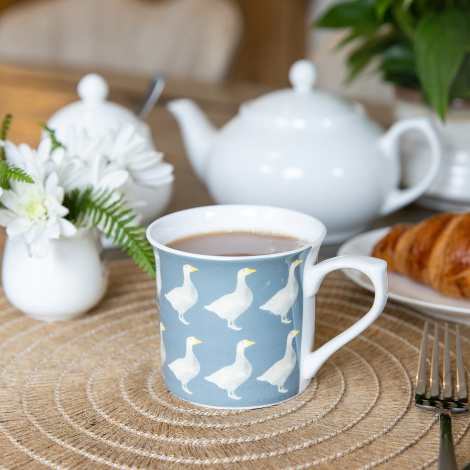 image 1 of KitchenCraft Fine Bone China Geese Mug | Blue