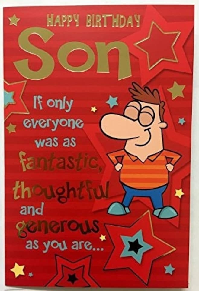 image 1 of SON - FANTASTIC & THOUGHTFUL WITTY WORDS HUMOUR COLOURFULL BIRTHDAY CARD