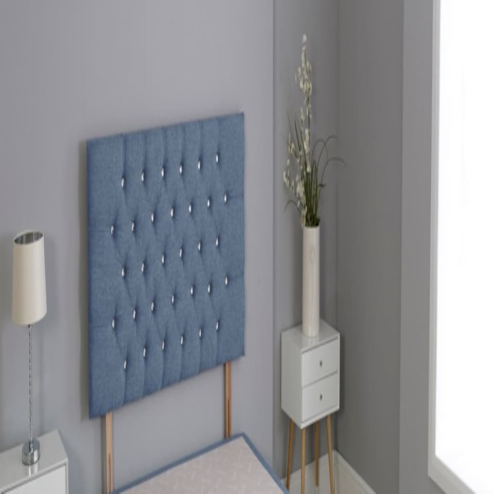 Denim Linen Studded Chesterfield Headboard N/A | 3FT Single 20"inch Headboard