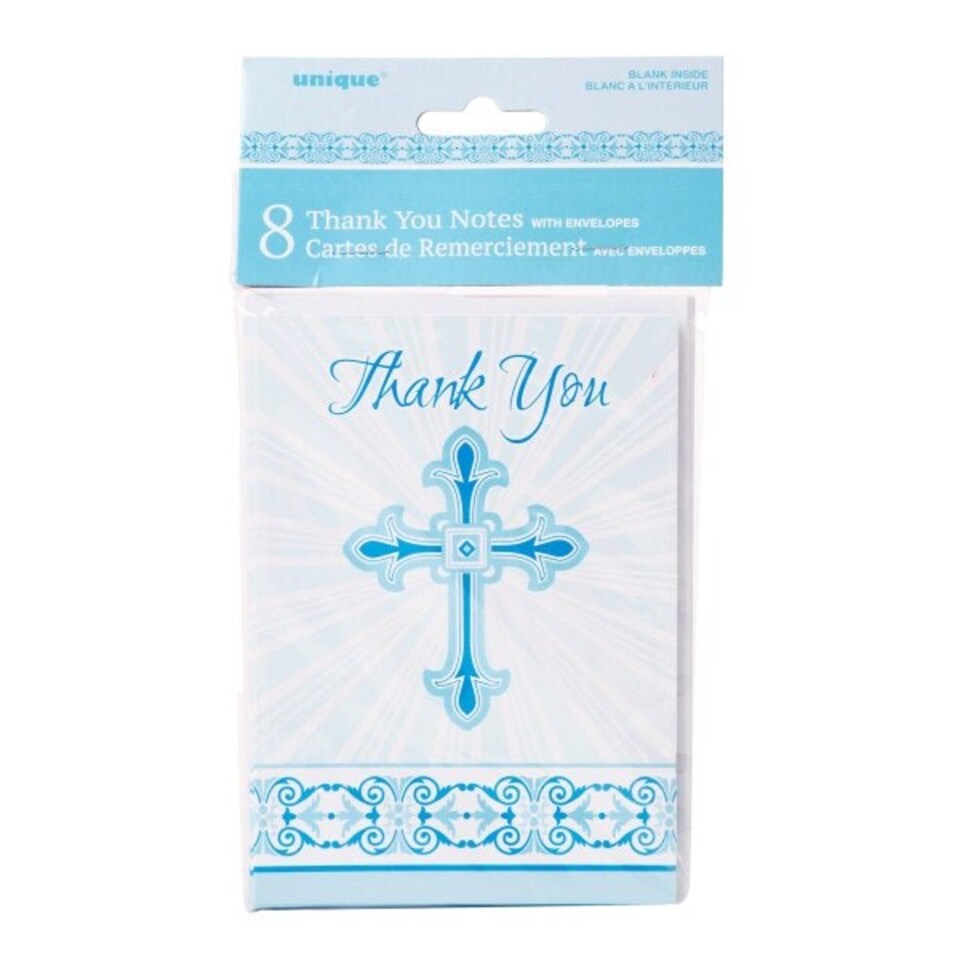 image 1 of Pack of 8 Blue Radiant Cross Thank You Notes