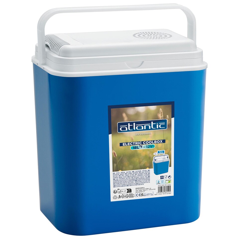 image 1 of Atlantic Blue 18L 12V Electric Cool Box - Small Insulated Camping Picnic Portable Travel Car Ice Food Cooler Freezer Fridge Coolbox
