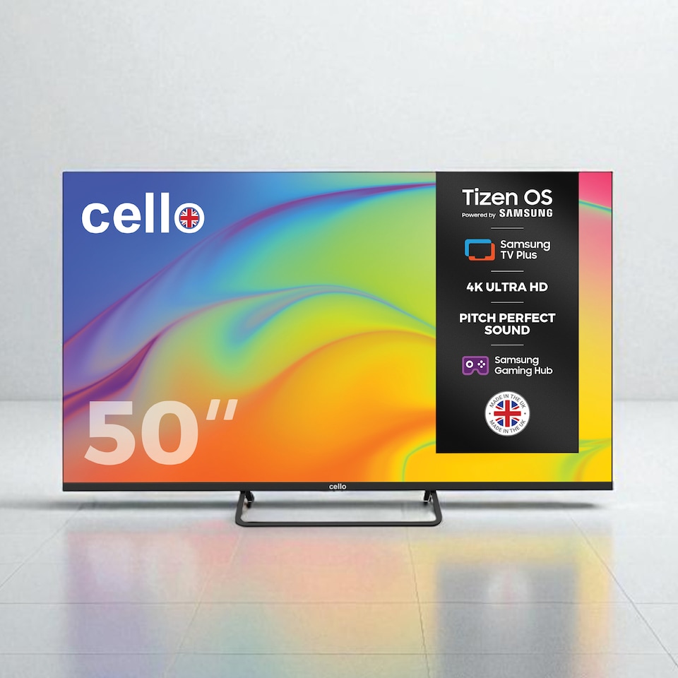 image 1 of Cello 5025- Tizen Samsung OS 4K UHD TV with Frameless Bezel