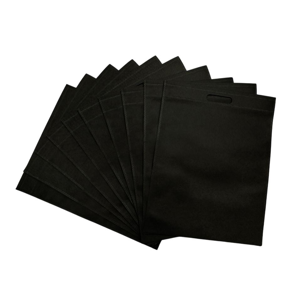 image 1 of Pack of 25 Black Coloured 40x30cm Non-Woven Patch Handle Bags | Black