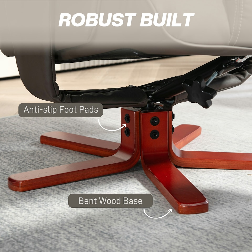 image 1 of HOMCOM Reclining Armchair with Footstool and Adjustable Backrest, Brown