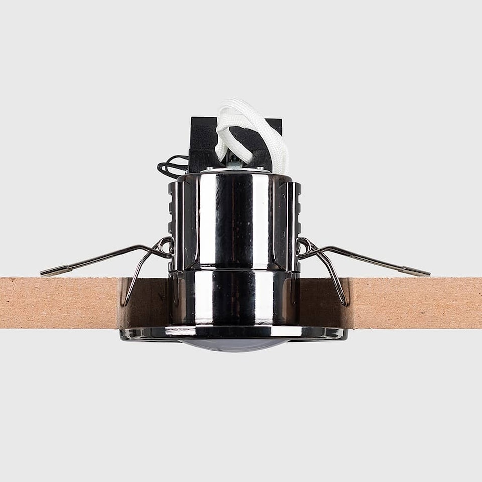 image 1 of ValueLights 10 Pack Fire Rated Black Chrome Downlights Cool White Bulbs | Black