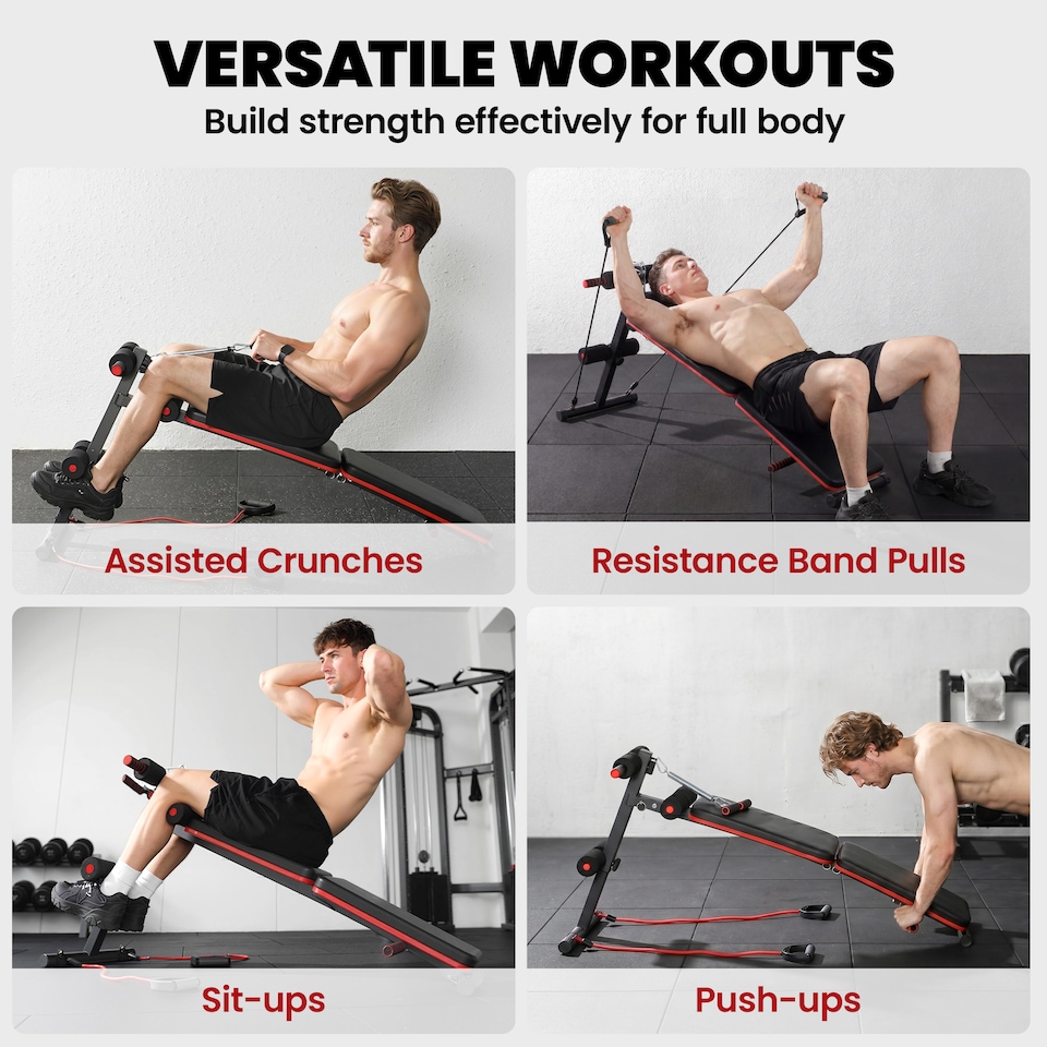 image 1 of HOMCOM Foldable Sit Up Bench 5-Level Adjustable Core Workout for Home Gym Black
