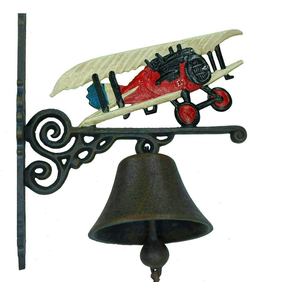 image 1 of Aeroplane Plane Bell Cast Iron Sign Door Wall Fence Gate House Doorway Home