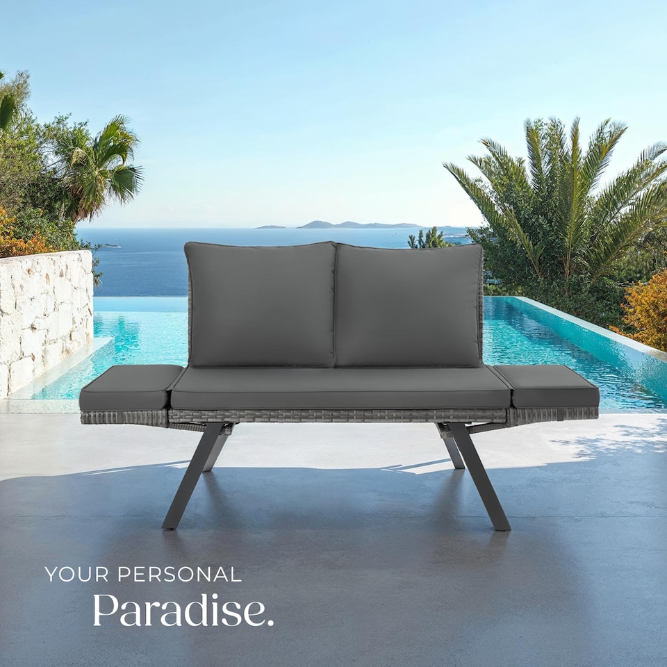 image 1 of Garden Sofa Sintra - multi-functional, UV and weather resistant | Grey | grey | 61 x 157 x 89 cm | 1