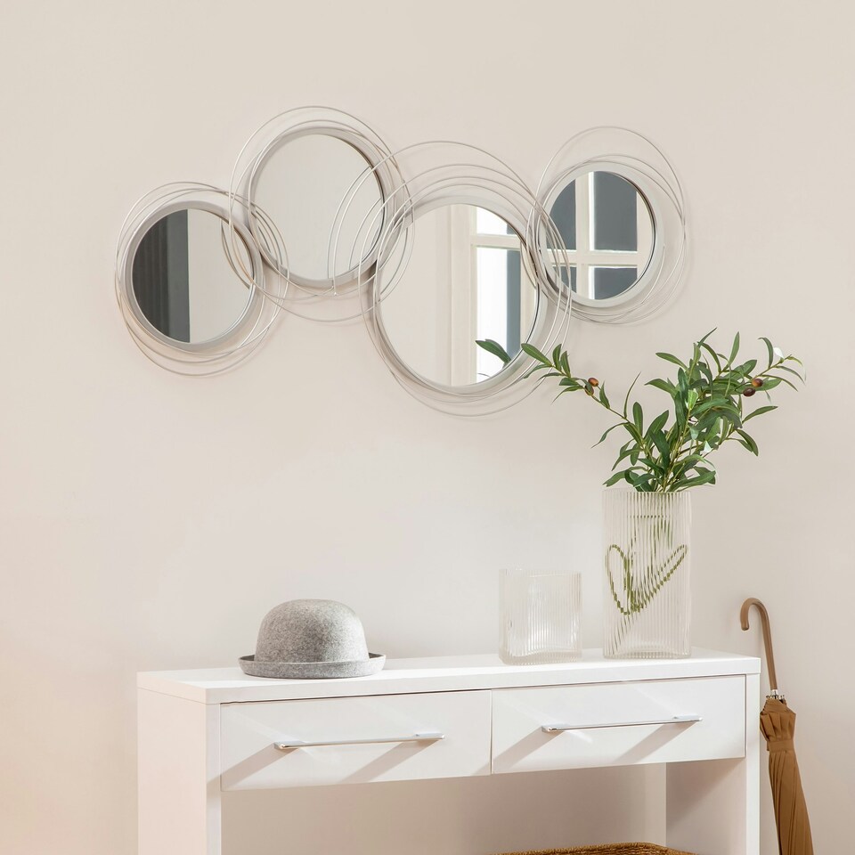 image 1 of HOMCOM Metal Wall Art Decorative Mirror Decor Modern Wall Sculpture Silver