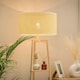 image 1 of ValueLights Natural Wooden 3 Tier Floor Standard Lamp with Storage Shelves- Wicker Rattan Shade + LED Bulb