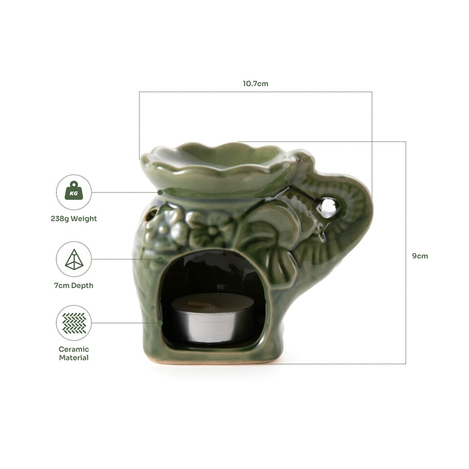 image 1 of Myga Oil and Wax Burner - Elephant | Green