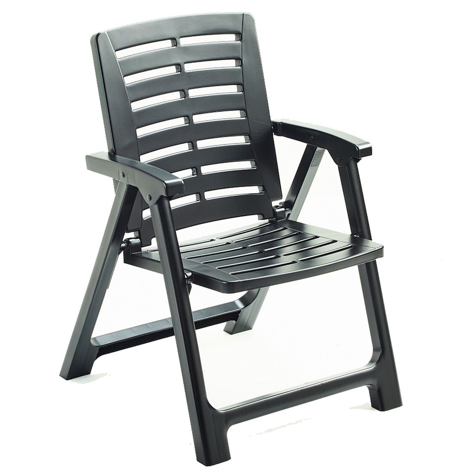 image 1 of Black Plastic Garden Table with Folding Chairs | Black | 3