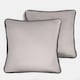 image 1 of OHS 2 x Matte Velvet Piped Edge Cushion Covers, 45x45cm - Grey