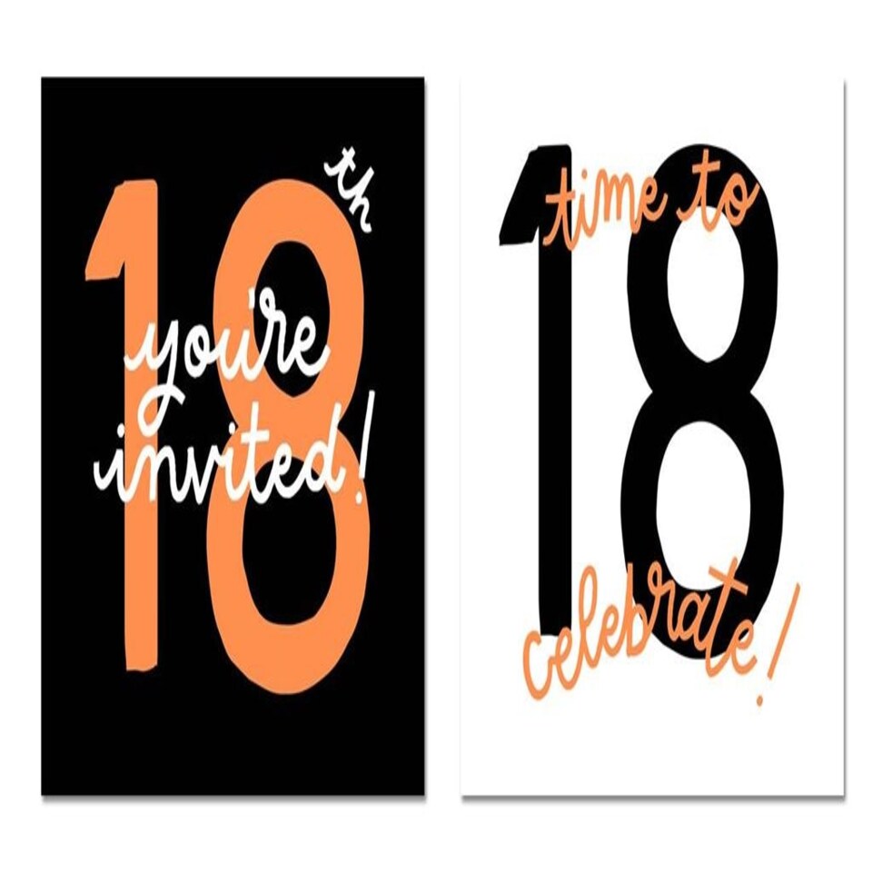 image 1 of Pack of 10 18th Birthday Invitation Cards