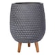 image 1 of Honeycomb Style Dark Grey Planter with Legs, Round Indoor Plant Pot Stand for Indoor Plants by Idealist Lite D30 H43 cm, 19L