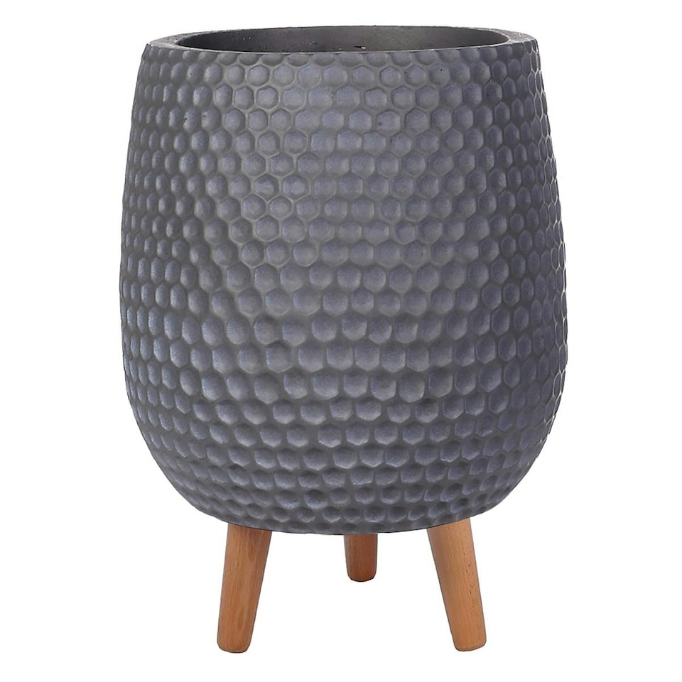 image 1 of Honeycomb Style Dark Grey Planter with Legs, Round Indoor Plant Pot Stand for Indoor Plants by Idealist Lite D30 H43 cm, 19L