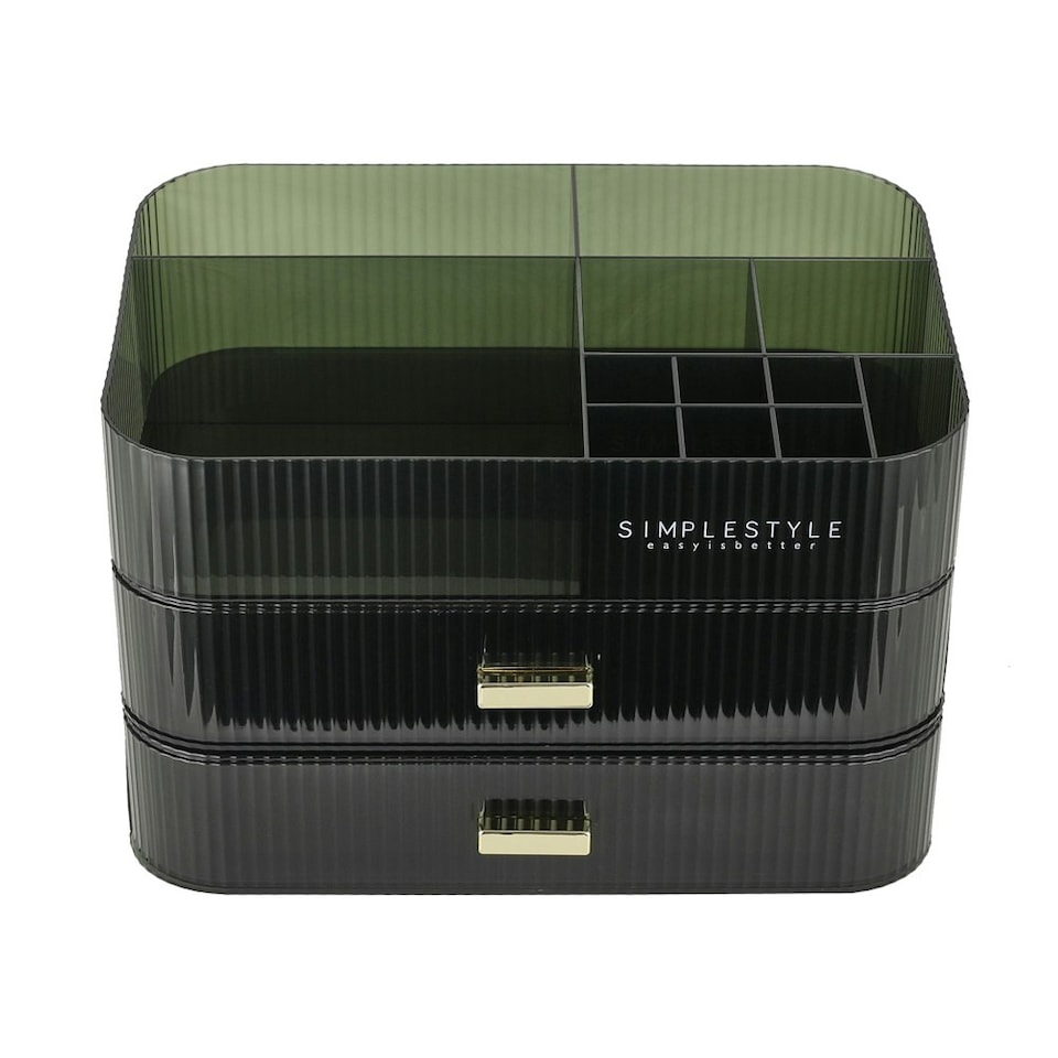 image 1 of Living and Home Desktop Makeup Cosmetic Organizer with Drawers - Dark Green
