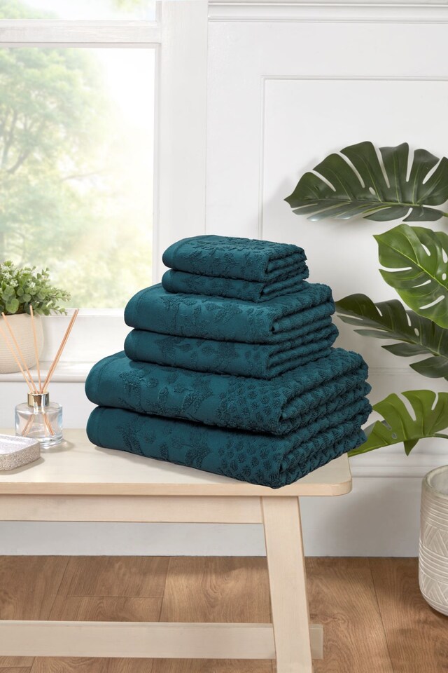 image 1 of Versailles Jacquard Cotton Towels Soft and Absorbent | Blue | Face cloth