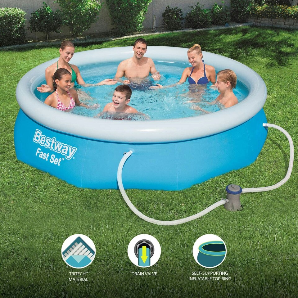image 1 of Bestway 3.05m x 0.76m Fast Set Water Paddling Swimming Pool Set with Pump