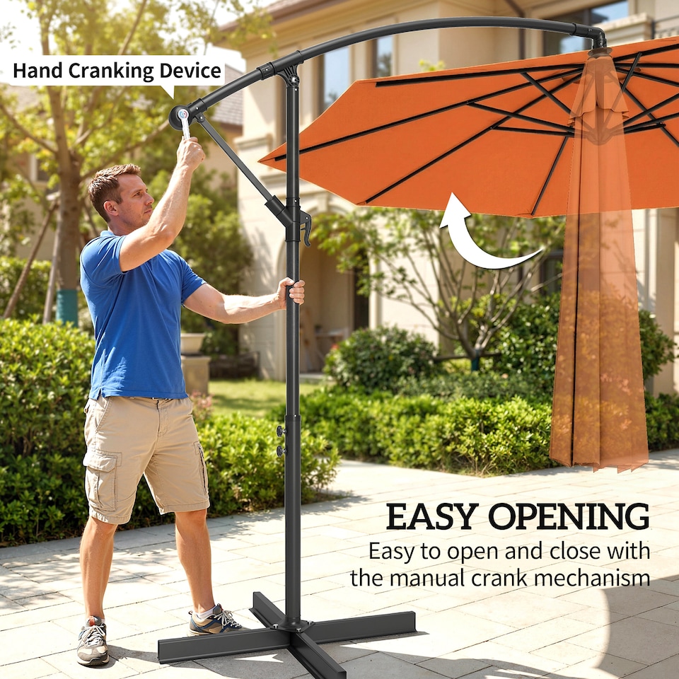 image 1 of Outsunny 3 m Cantilever Parasol, Offset Outdoor Umbrella with Crank Handle