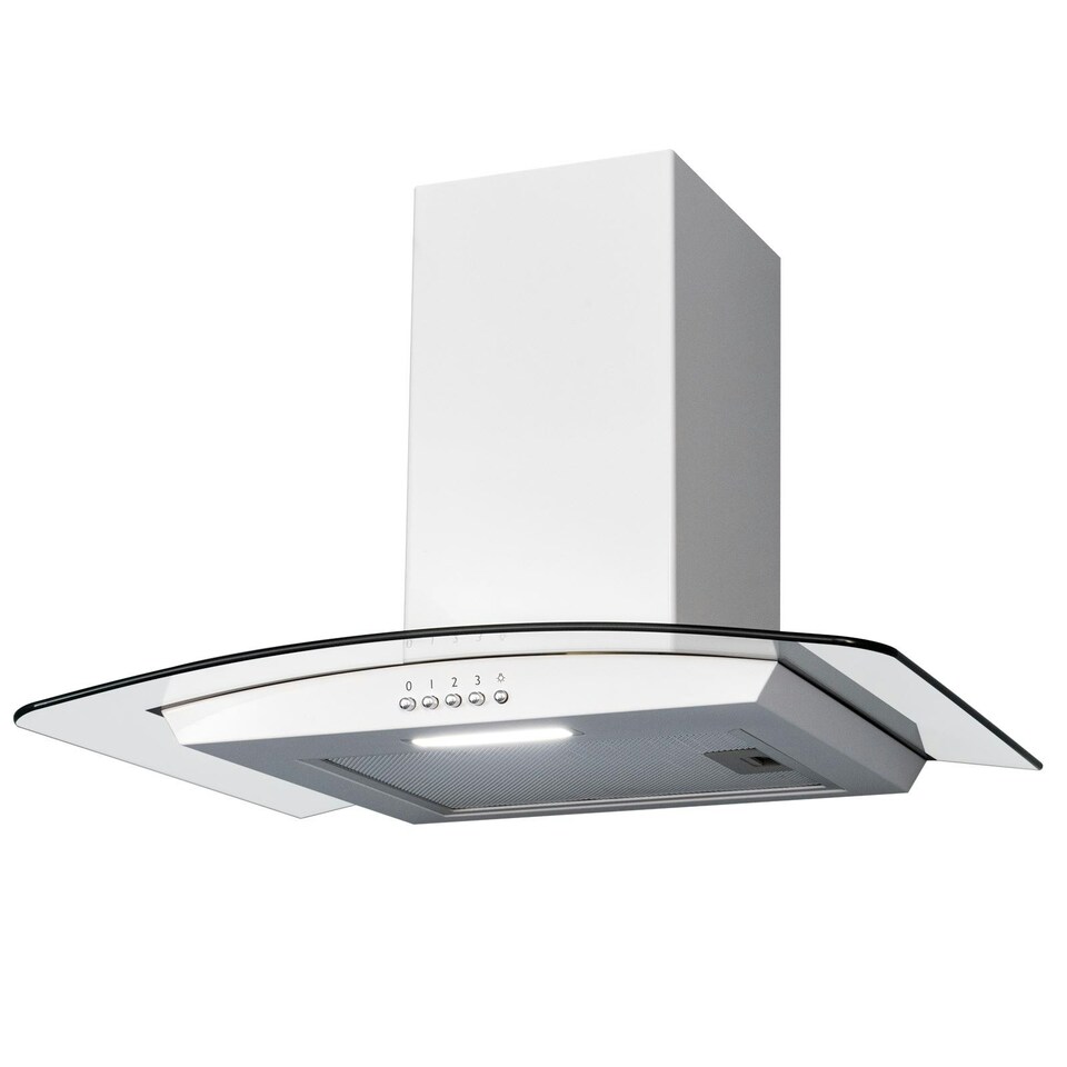 image 1 of SIA CGH60WH 60cm White Curved Glass Chimney Cooker Hood Kitchen Extractor Fan