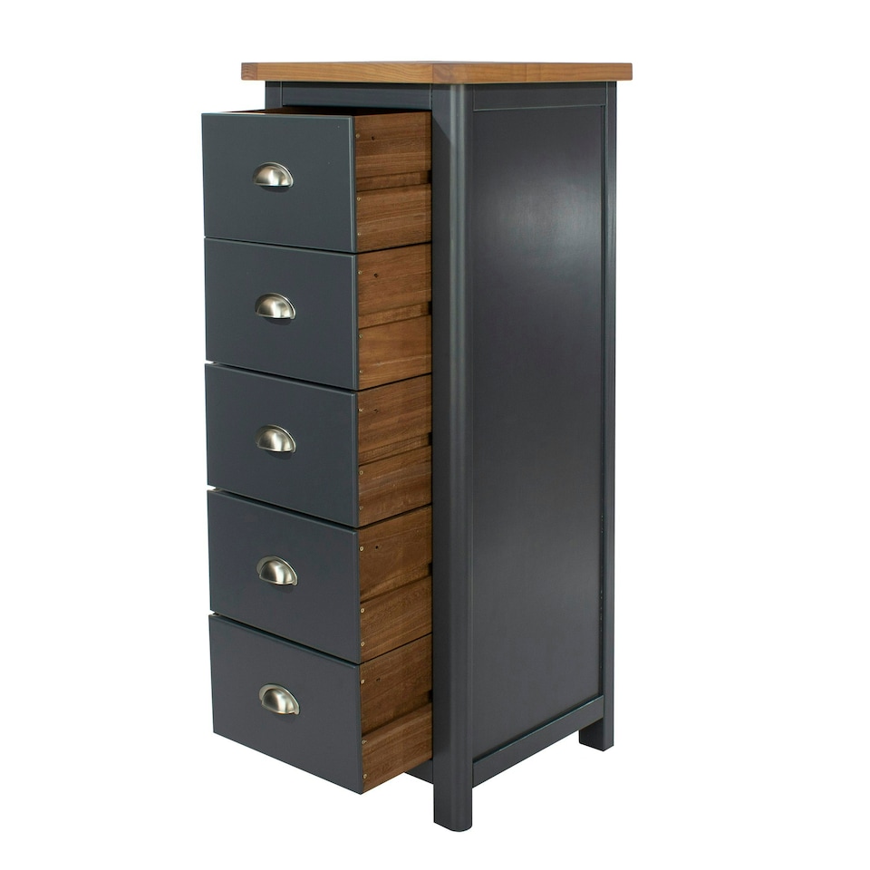 image 1 of Core Products Dunkeld 5 Drawer Midnight Blue Narrow Chest, H114.5cm x W45.0cm x D40.0cm Blue