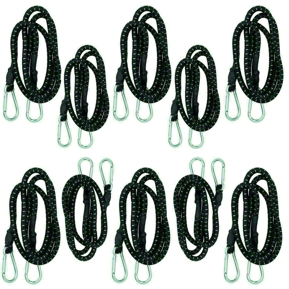 image 1 of 60" Bungee Strap with Metal Carabiners Hook Tie Down Fastener Holder 10pc