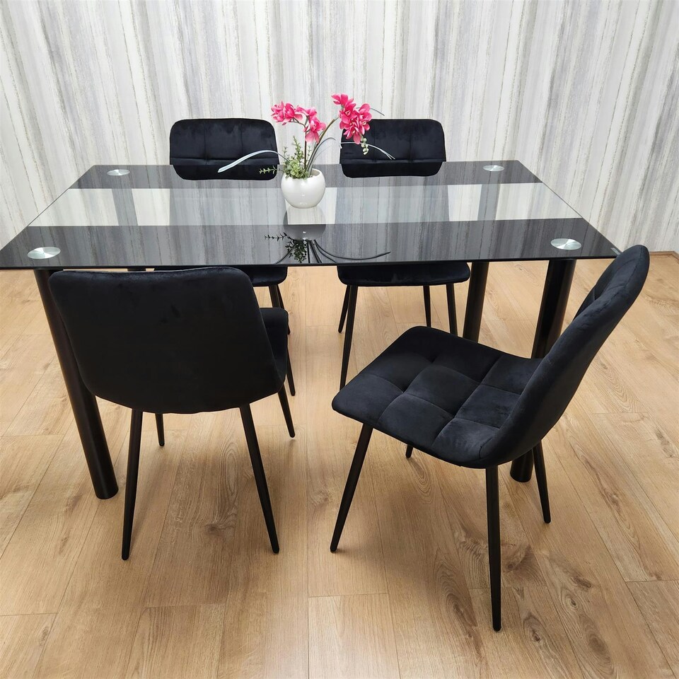 image 1 of Dining Table Set with 4 Chairs Dining Room, and Kitchen table set of 4 White